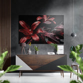 Red Lillium Brushed Aluminium Dibond Wall Art.